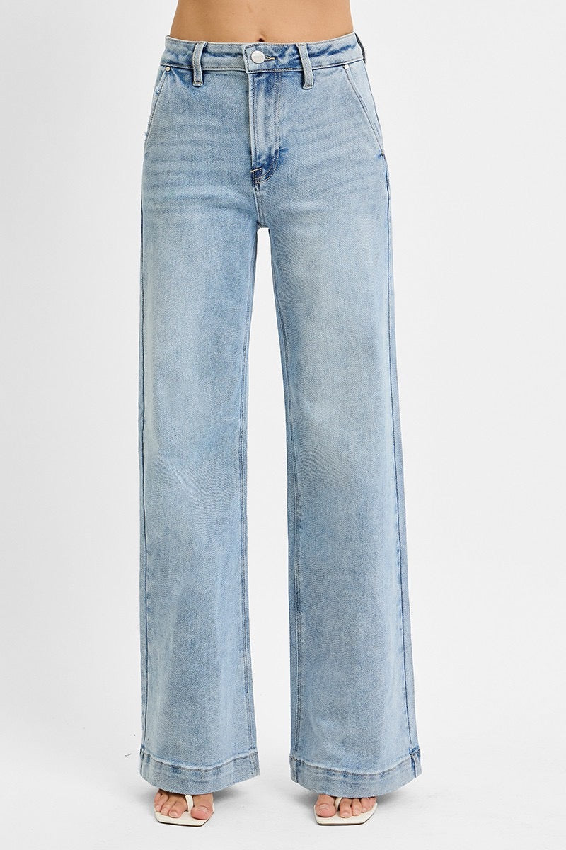 Risen High Rise Slant Pocket Jeans