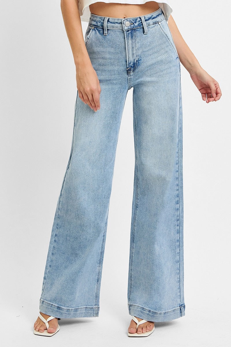 Risen High Rise Slant Pocket Jeans