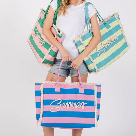 Canvas Beach Summer Tote