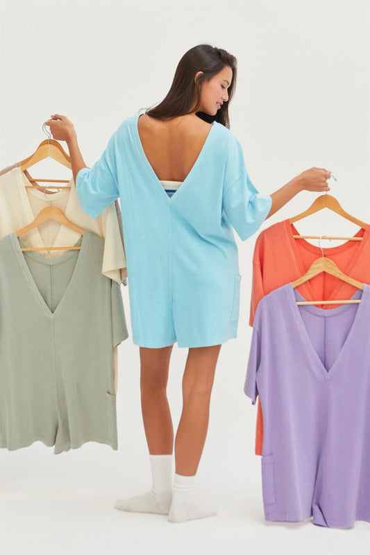 V-Back Shorts Romper