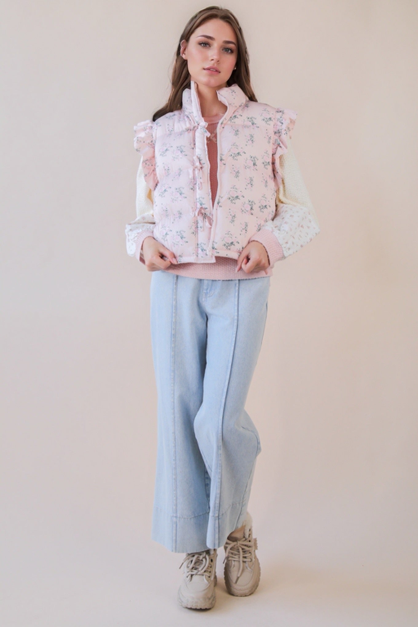 Hello Floral Puffer Vest
