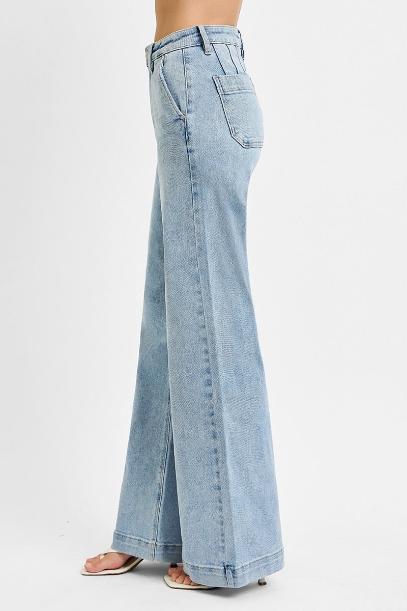 Risen High Rise Slant Pocket Jeans