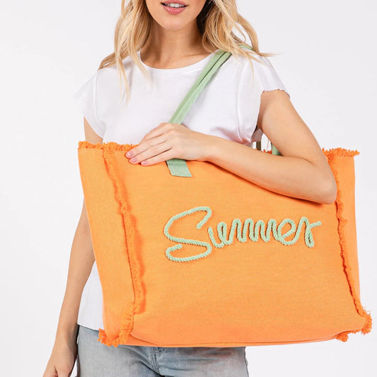 Summer Fringe Orange Beach Tote