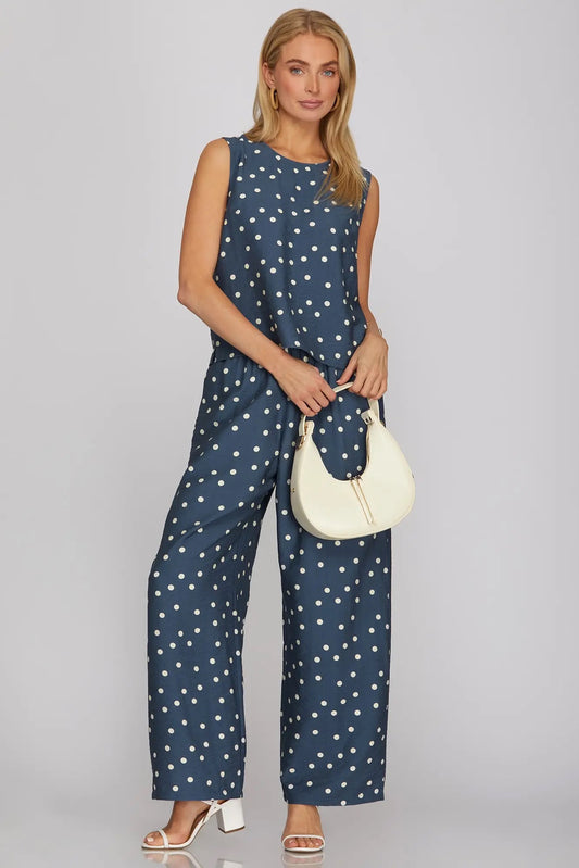 Preppy Polka-Dot Pants Set