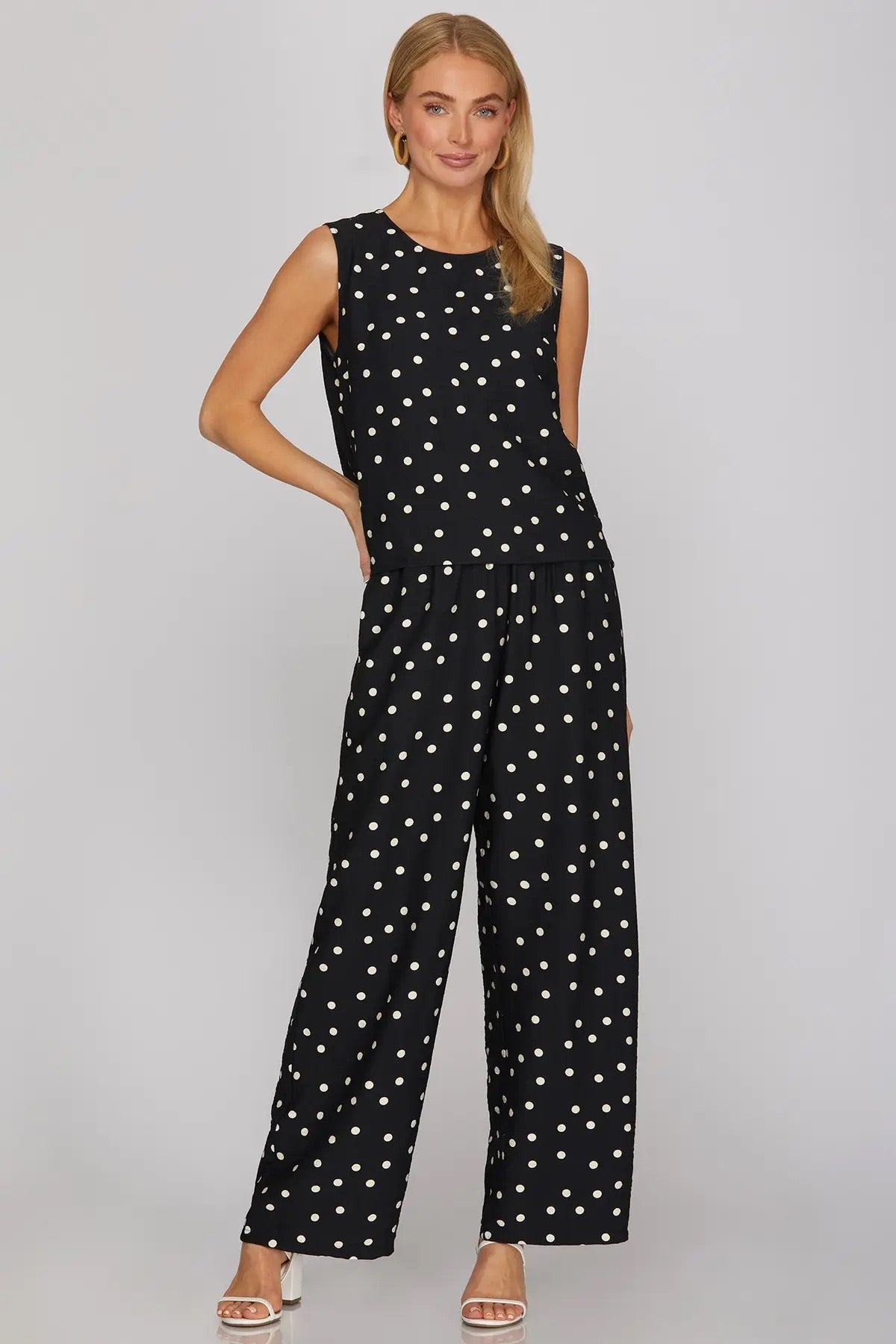 Preppy Polka-Dot Pants Set
