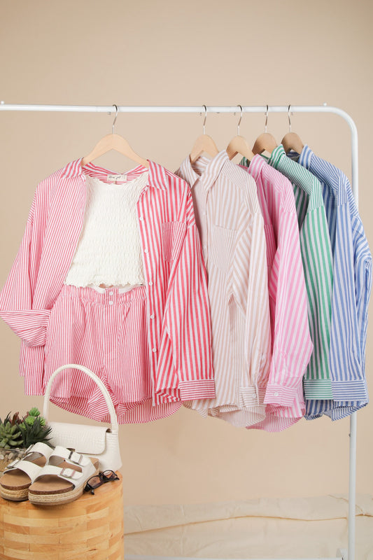 Comfy Striped Shirt & Shorts Set