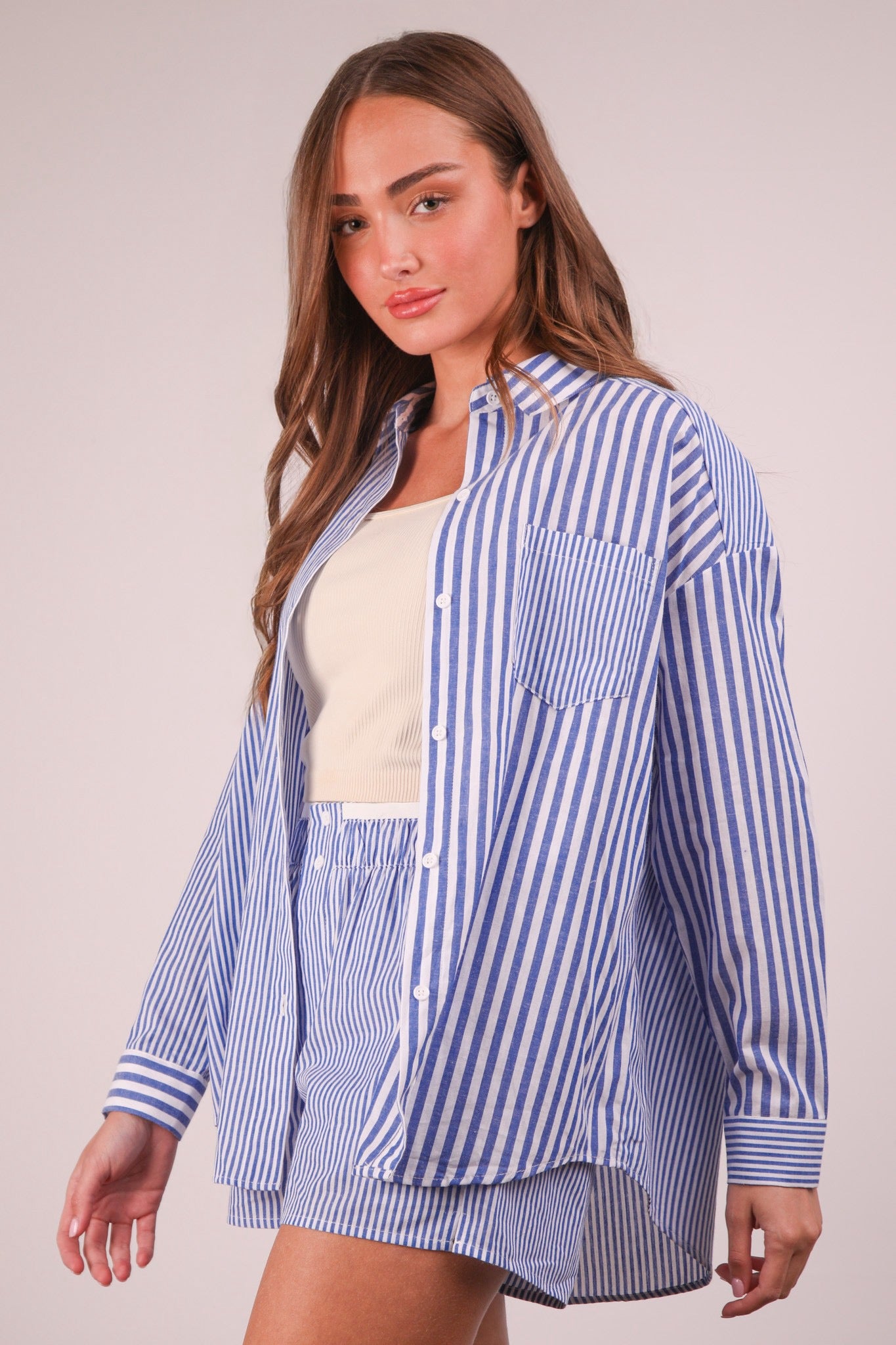 Comfy Striped Shirt & Shorts Set