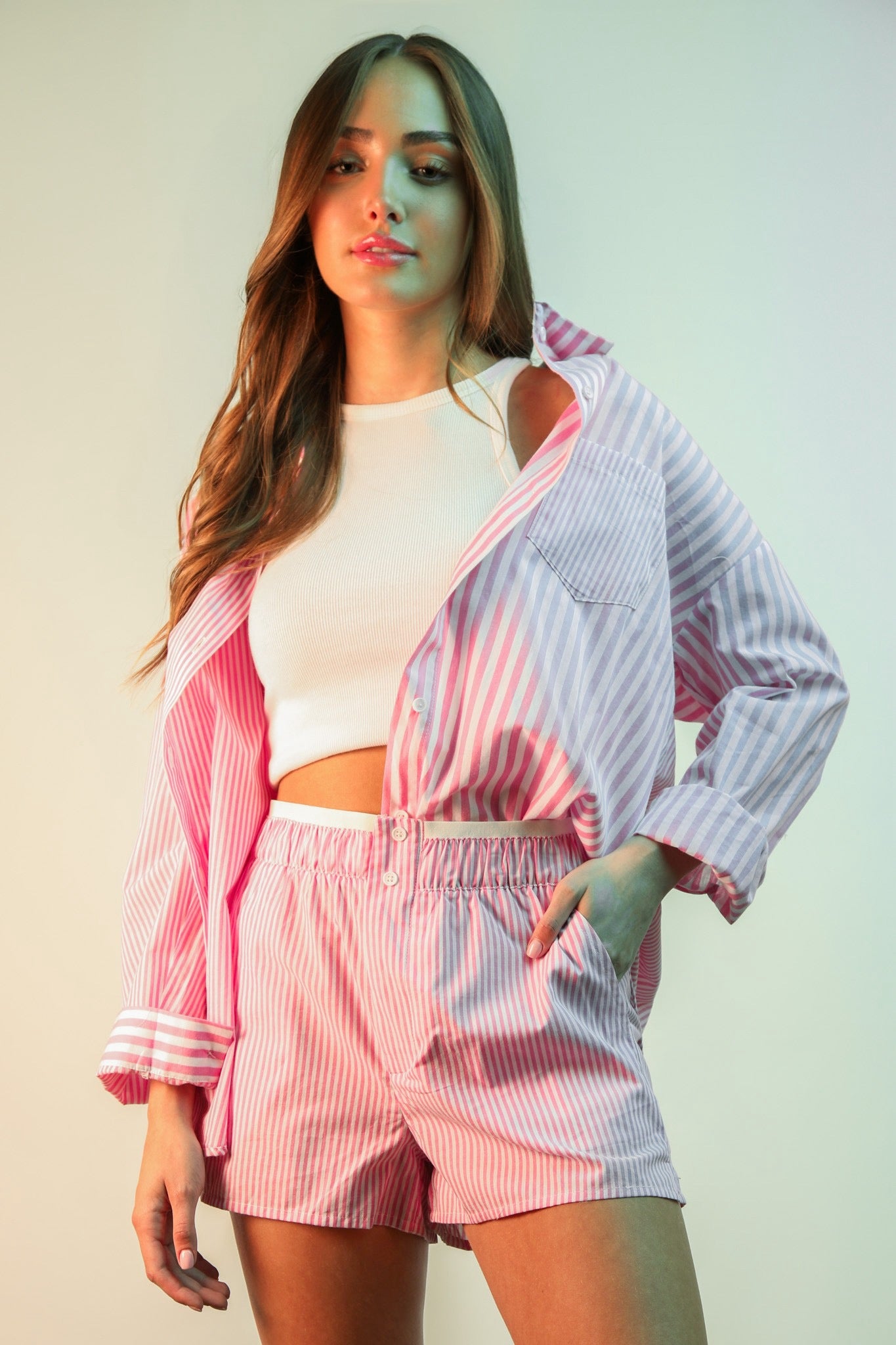 Comfy Striped Shirt & Shorts Set