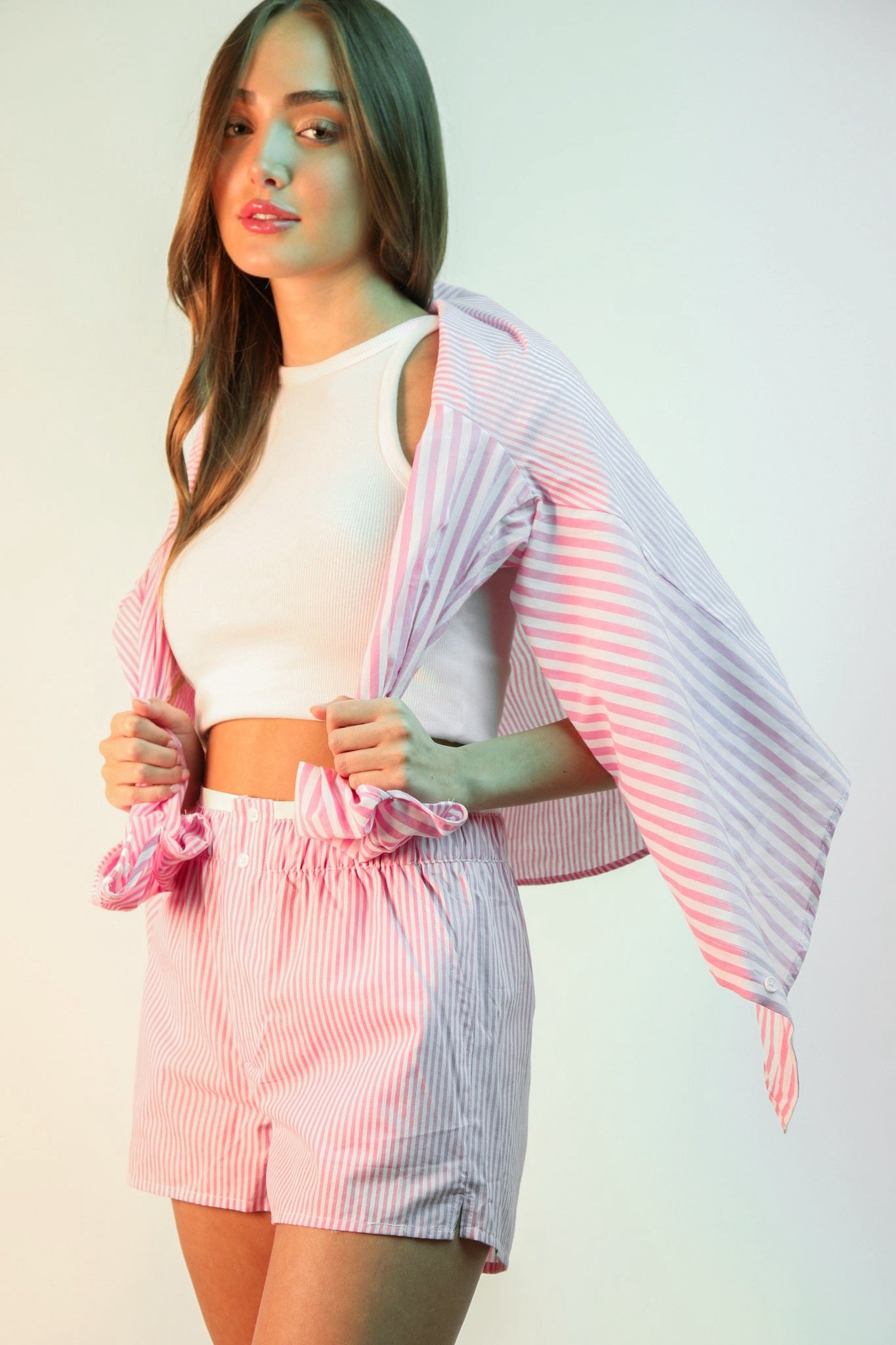Comfy Striped Shirt & Shorts Set