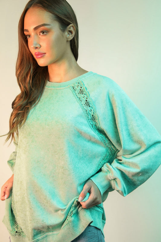 Lace Trim Mineral Top