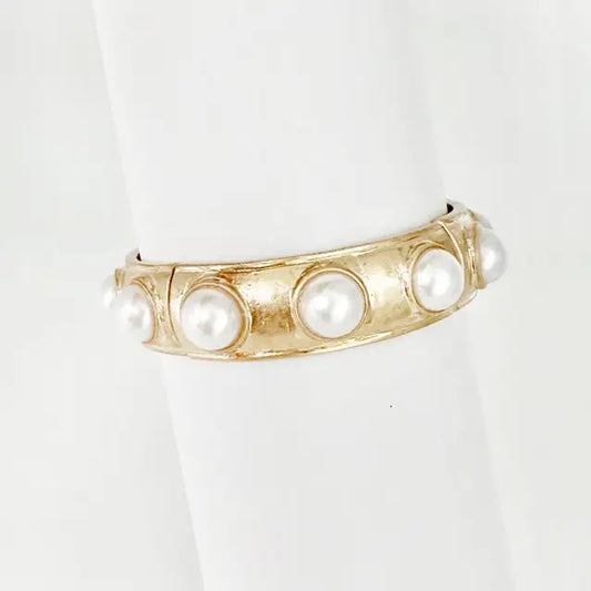 Worn Gold Bracelet with Pearls