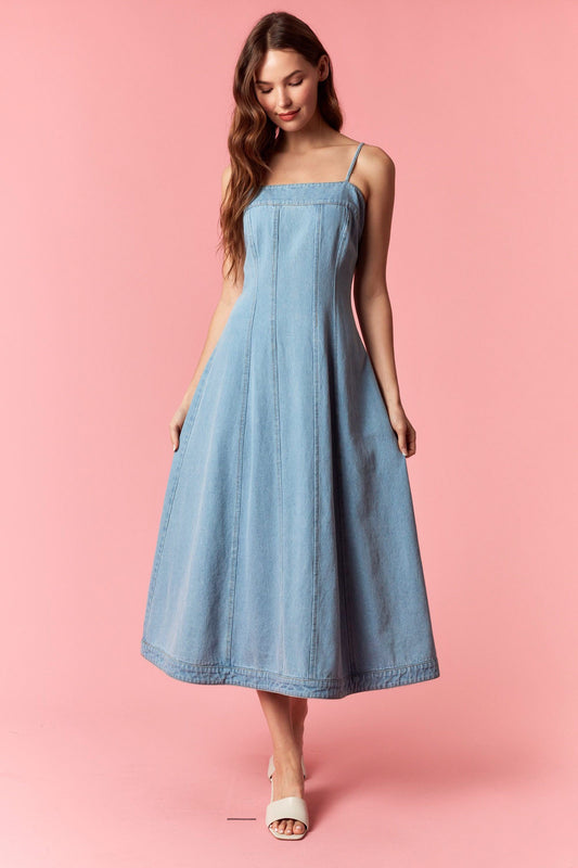 Blue Denim Midi Dress