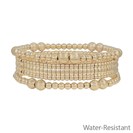 Set of 3 Gold or Silver  Beaded Bracelet
