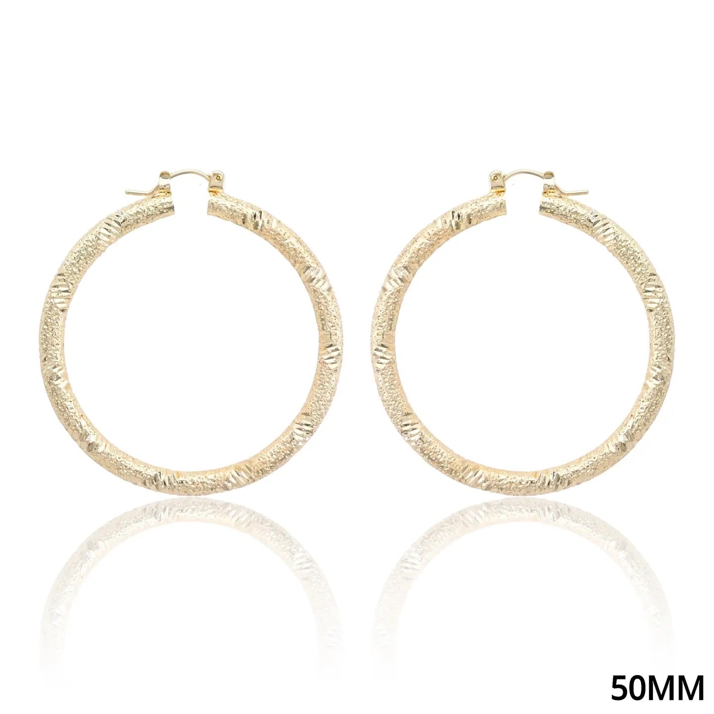 Gold Textured Hoops- Large
