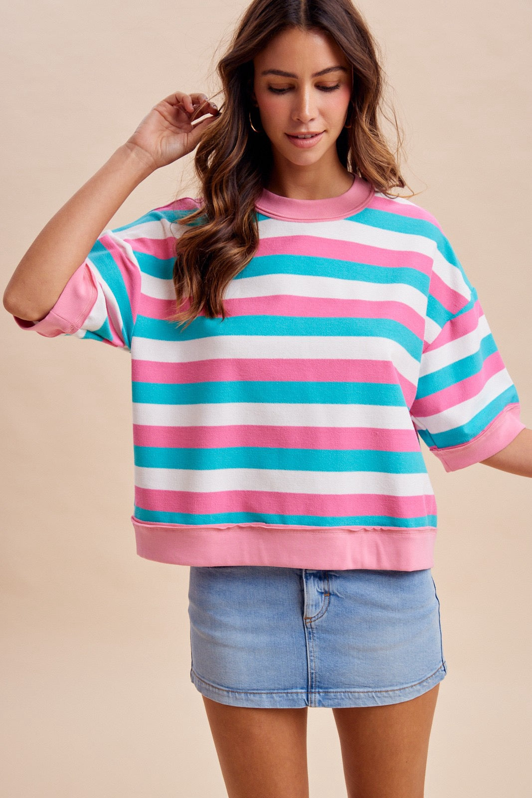 Multi Striped Terry Sweatshirt