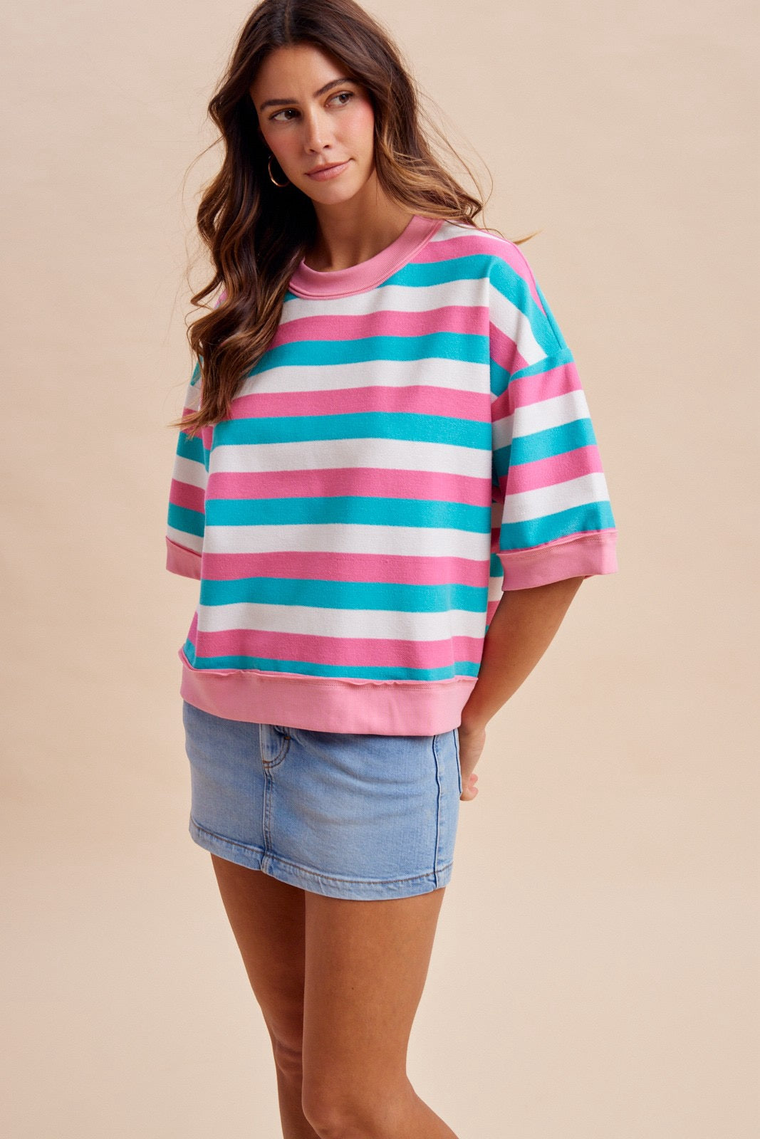 Multi Striped Terry Sweatshirt