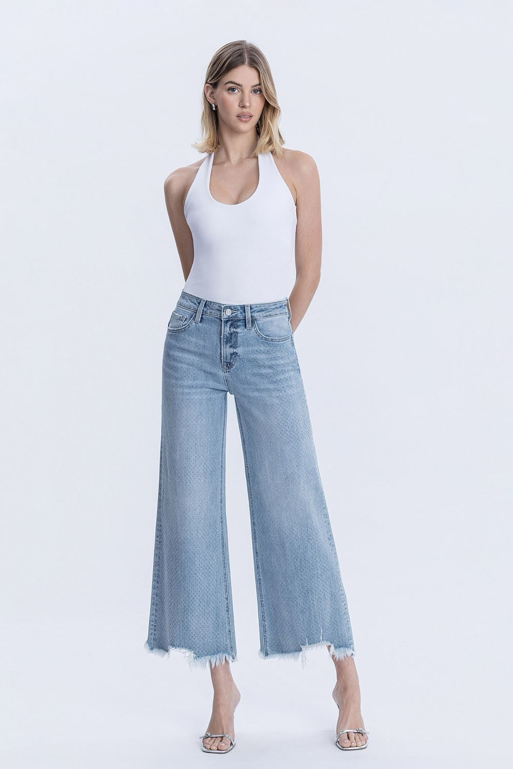 RHINESTONE EMBELLISHED WIDE JEANS