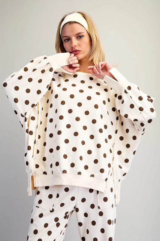 Polka Dot Oversized Sweatshirt