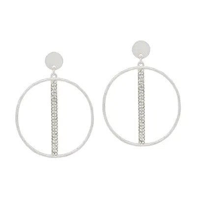 Silver Rhinestone Bar Earrings