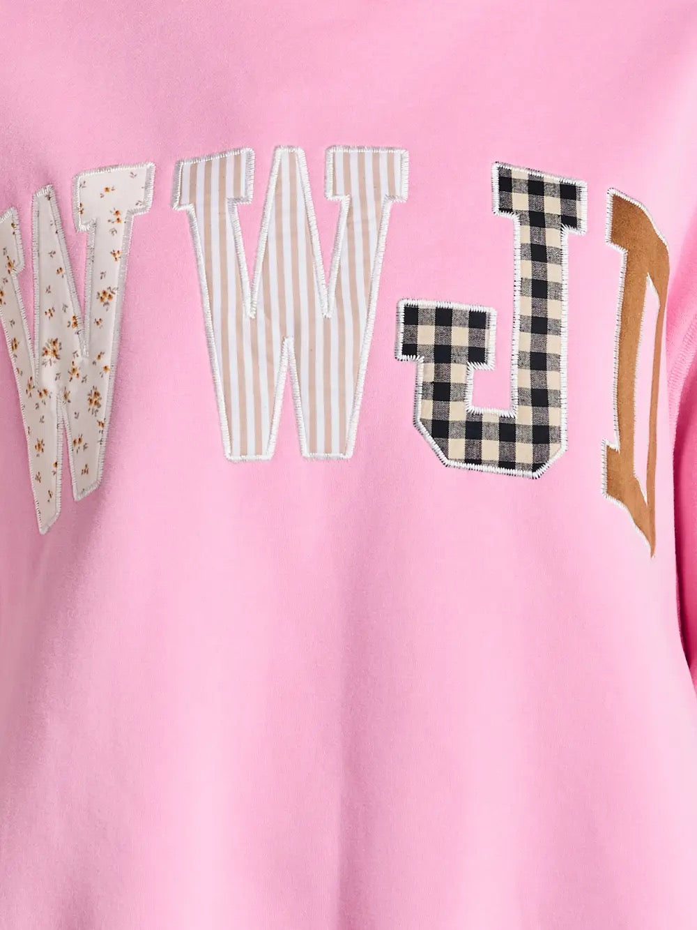 Pink WWJD Patchwork Mockneck