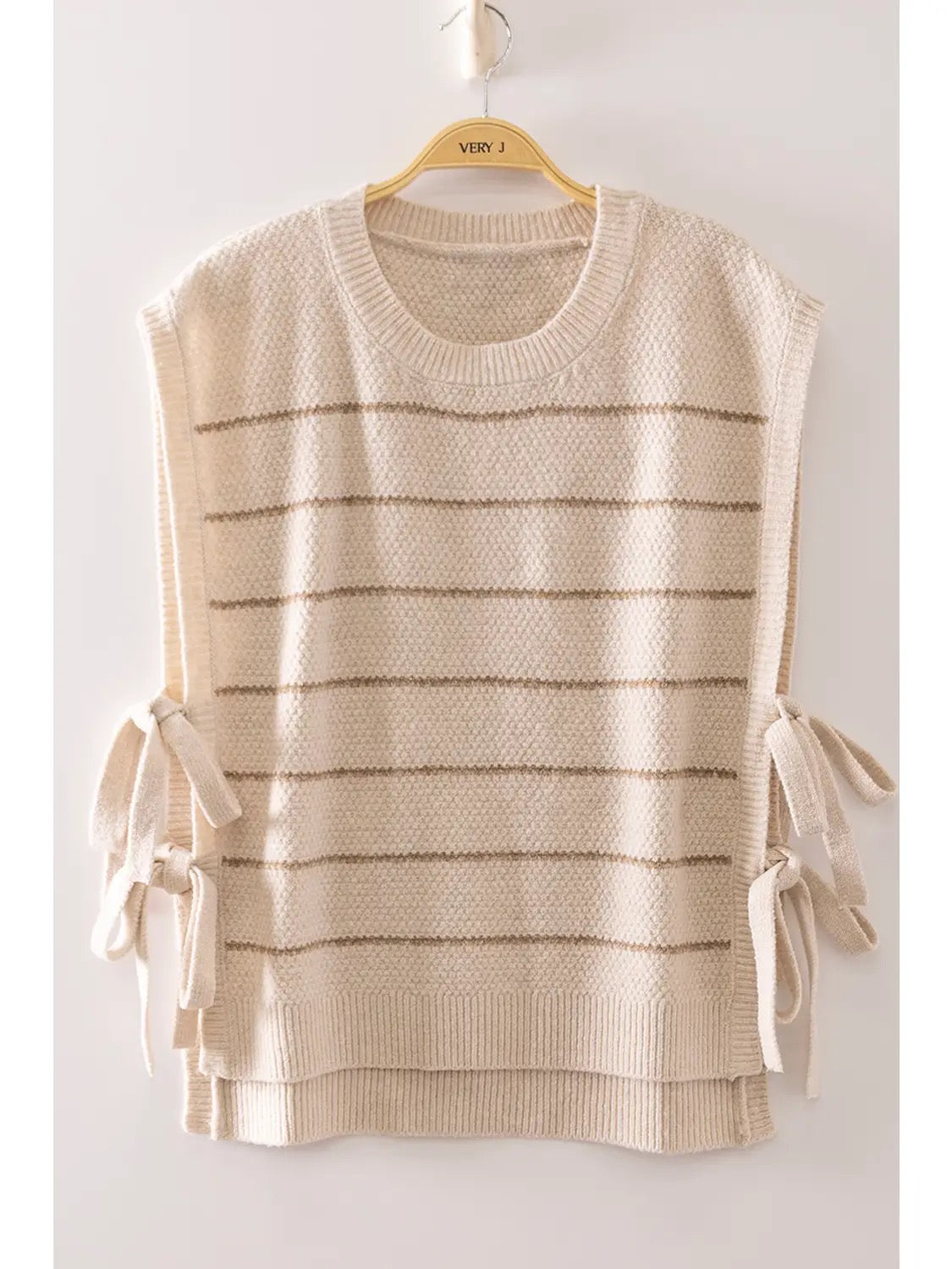 Melissa Striped Side Tie Knit Vest