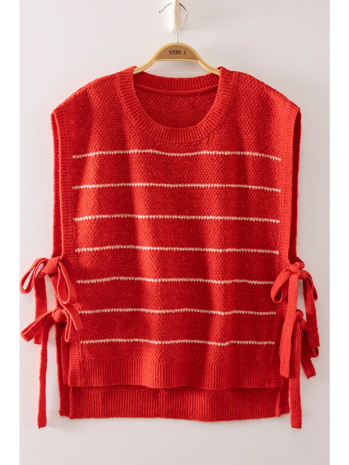 Melissa Striped Side Tie Knit Vest