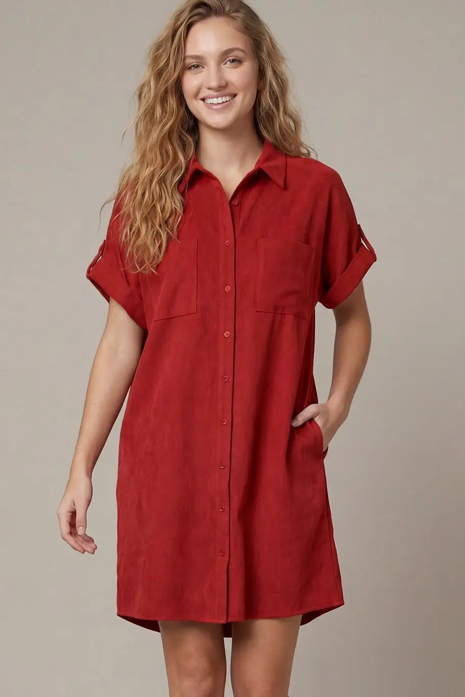 Lottie Suede Button Down Dress