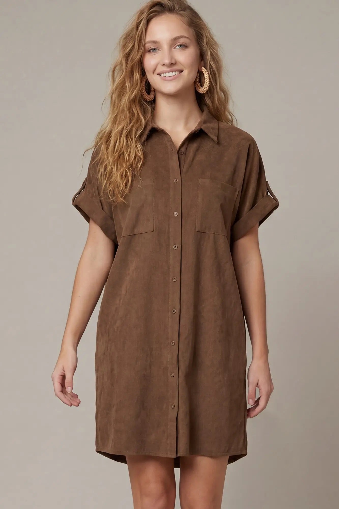 Lottie Suede Button Down Dress