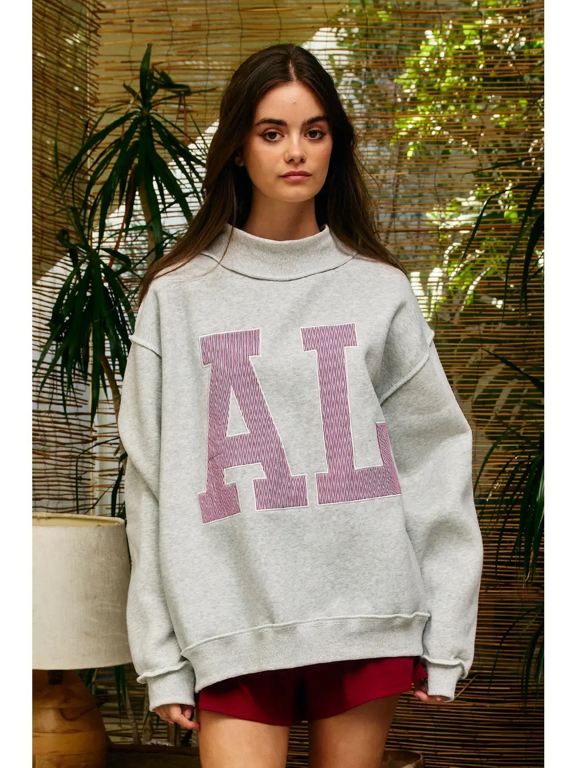 'AL' Mock Neck Sweatshirt