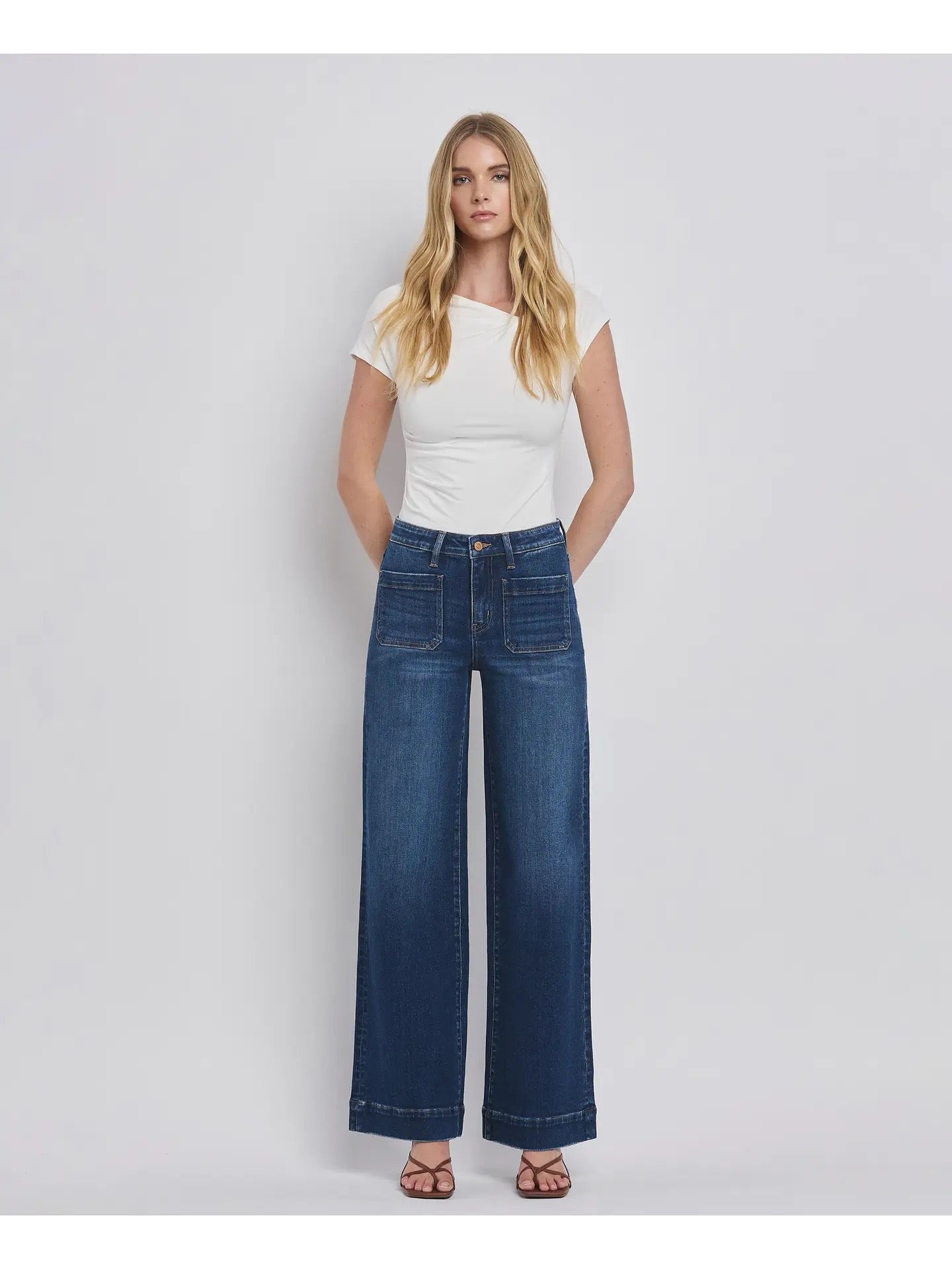 Madison High Rise Patch Pocket Jeans