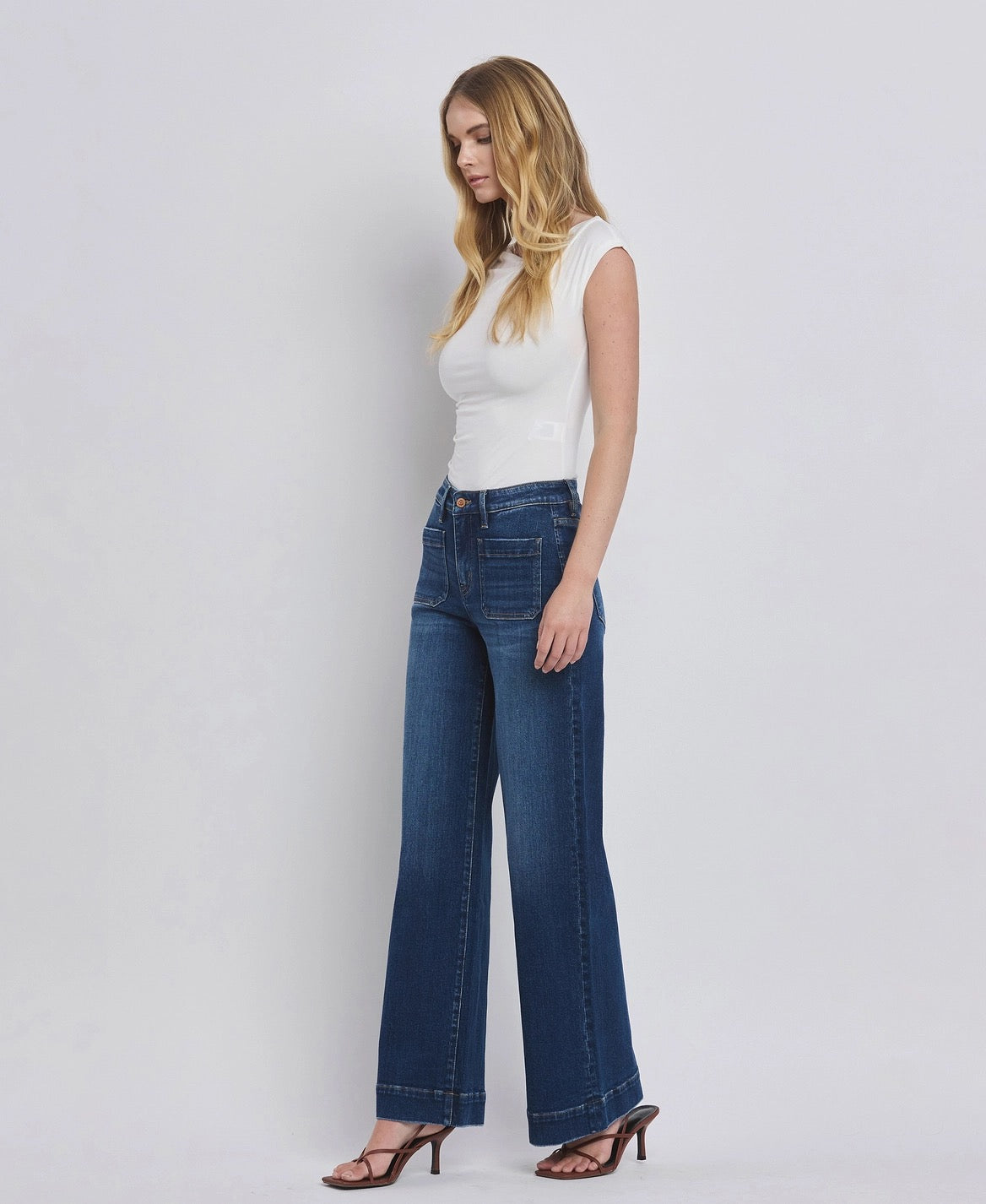 Madison High Rise Patch Pocket Jeans