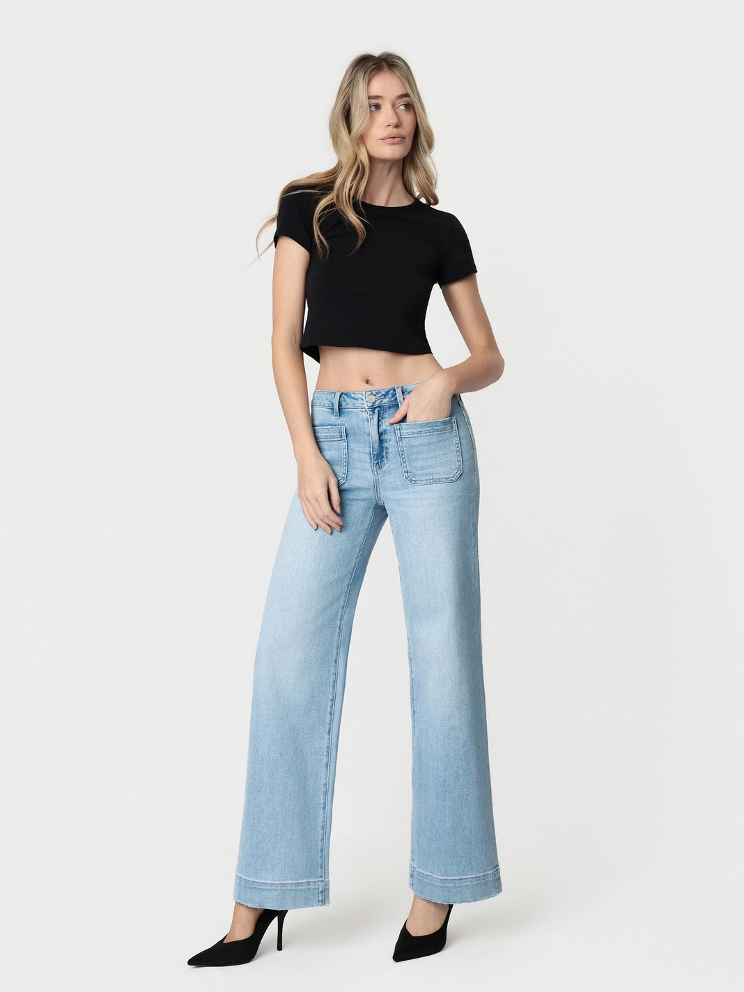 Madison High Rise Patch Pocket Jeans
