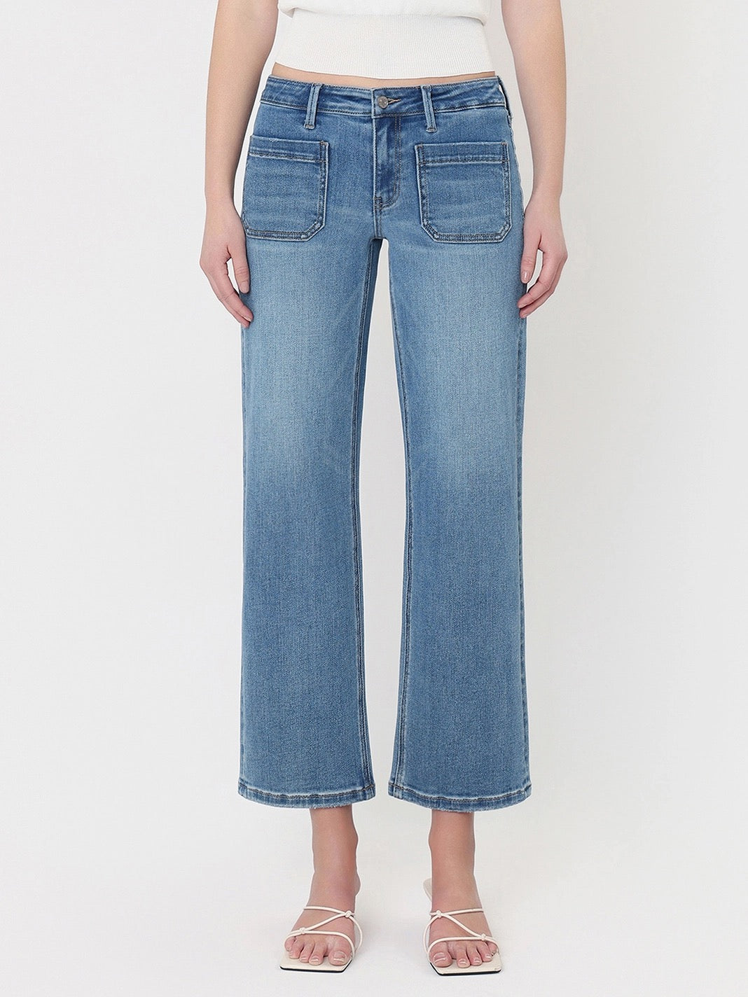 Adeline Mid Rise Patch Pocket Jeans