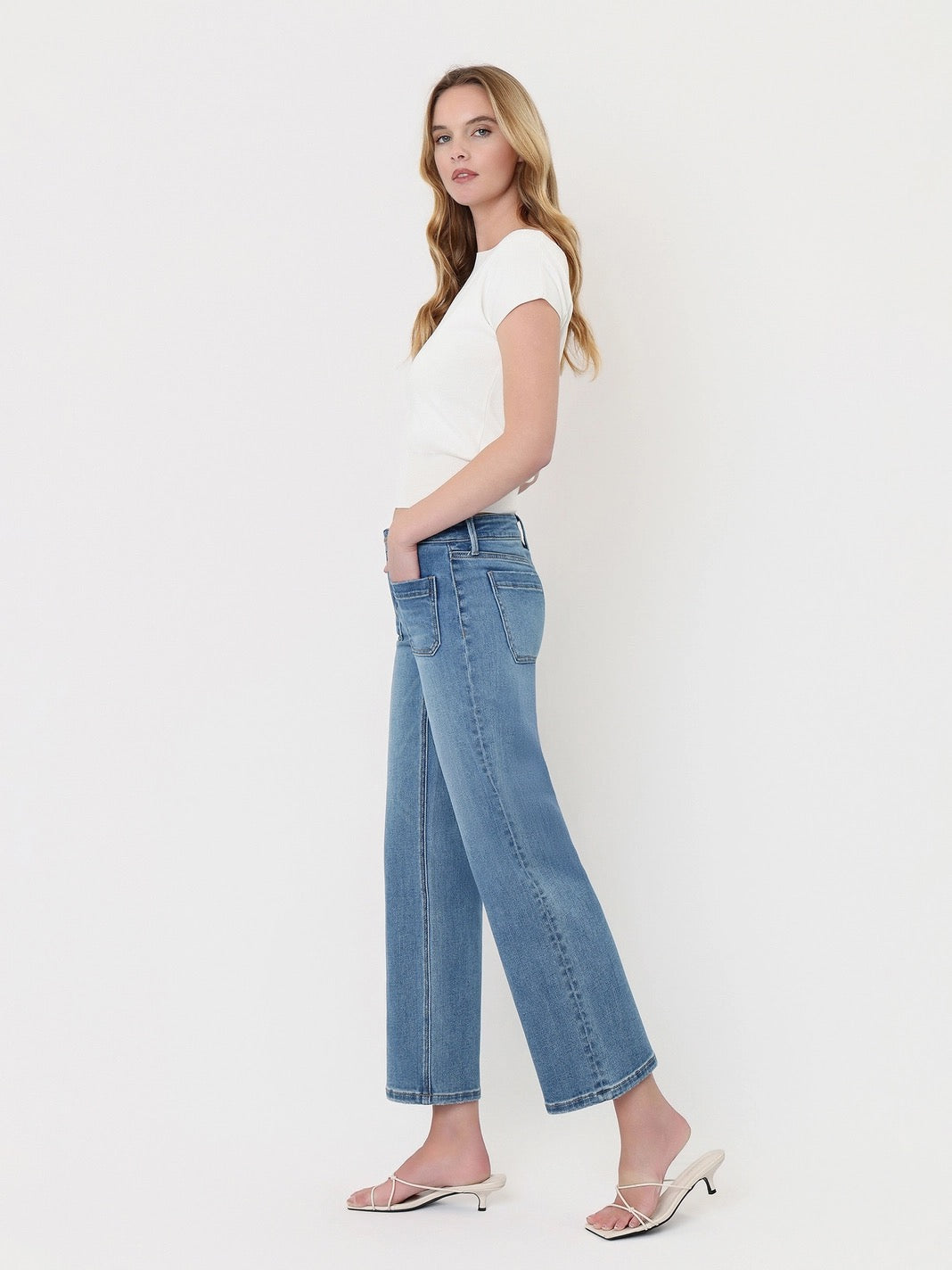 Adeline Mid Rise Patch Pocket Jeans