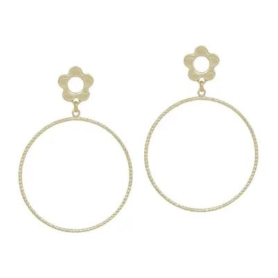 Silver or Gold Flower Stud Hoop Earrings