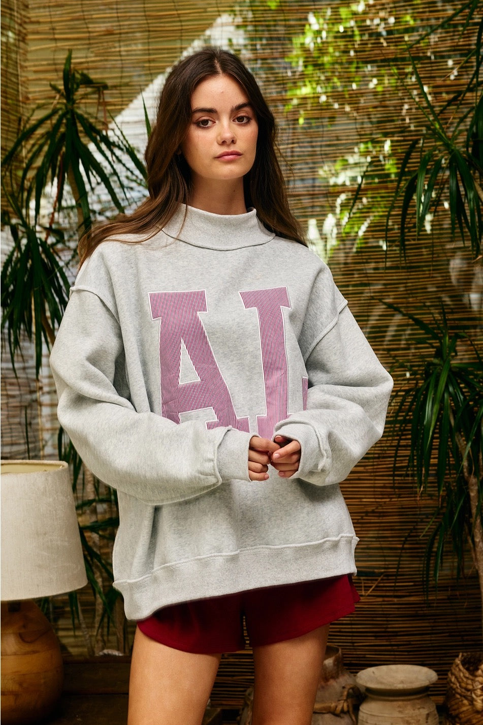 'AL' Mock Neck Sweatshirt