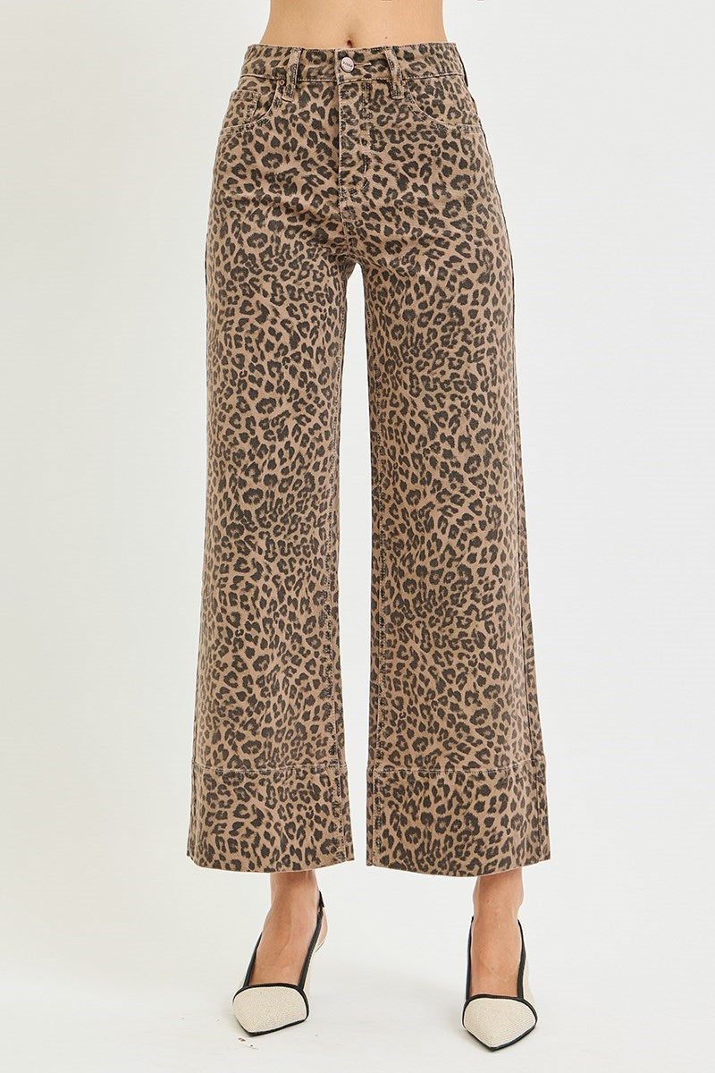 Leopard Risen Wide Leg Pants