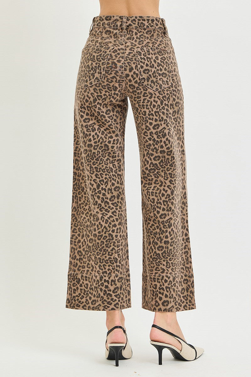 Leopard Risen Wide Leg Pants