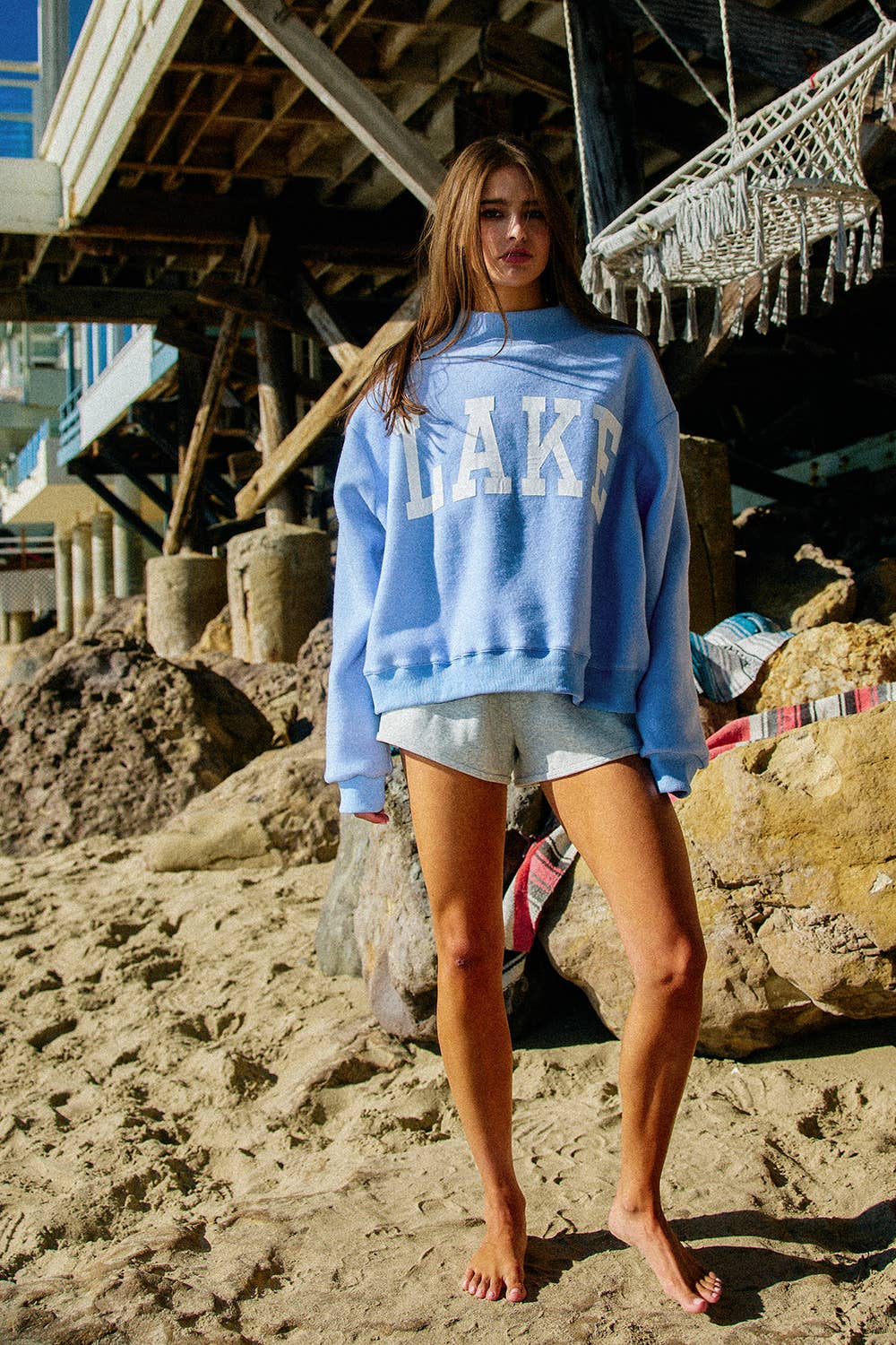 BEACH Reversible Mock-neck Crop Sweatshirt