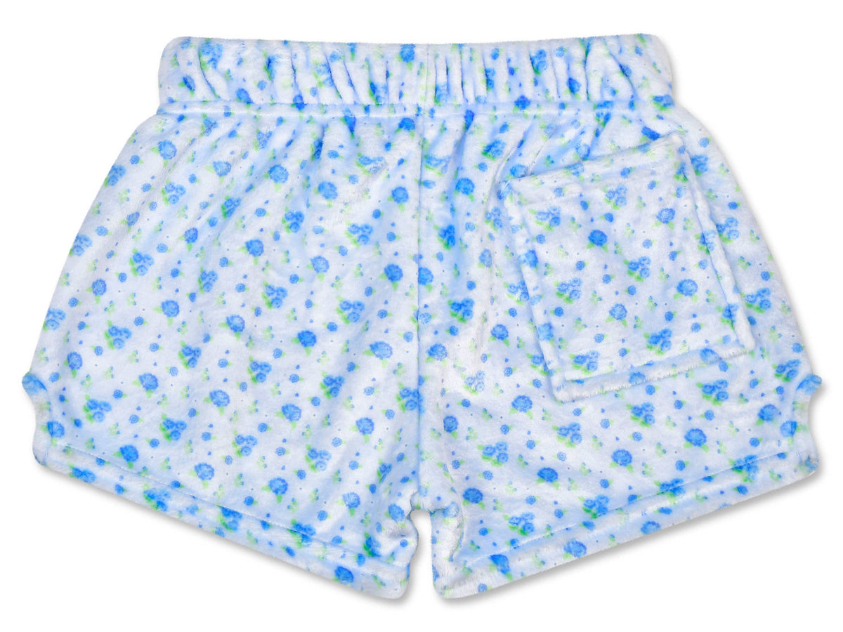 Blue Ditsy Plush Shorts