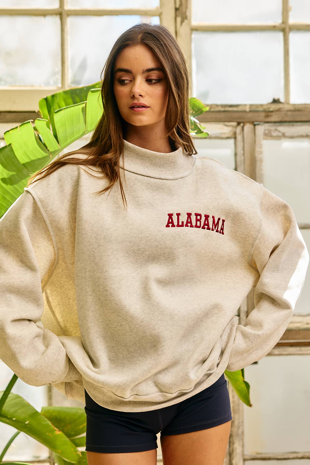 'ALABAMA' Embroidered Mock Neck