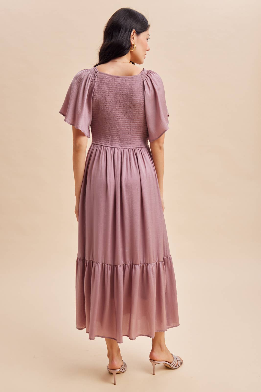 Smocked Satin Dress