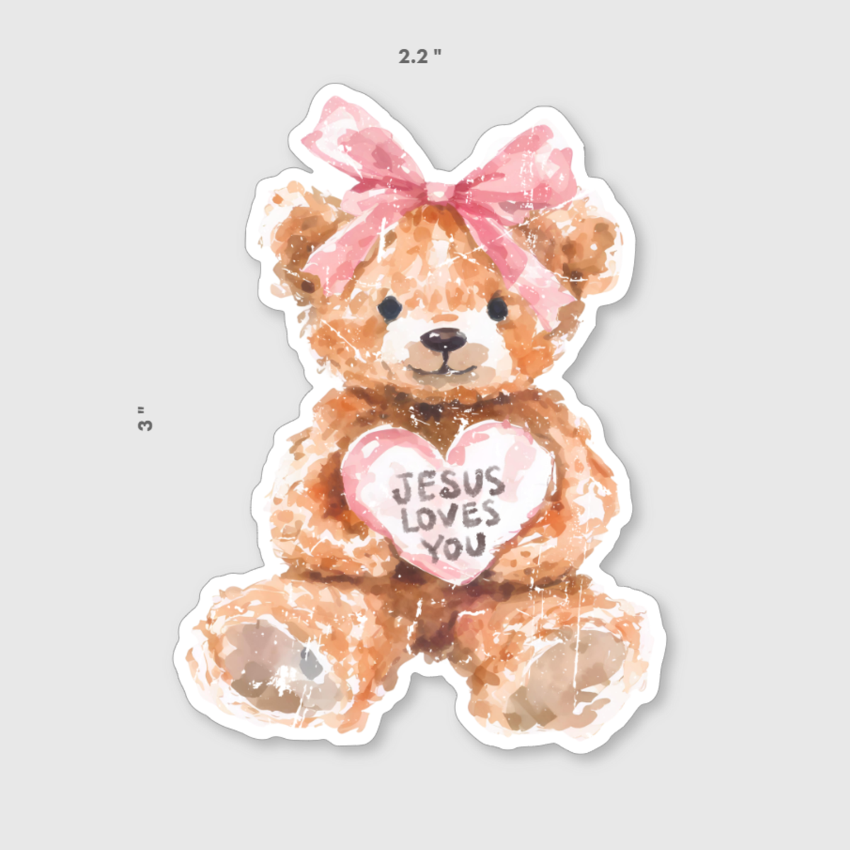 Jesus Loves You Teddy Bear Sticker