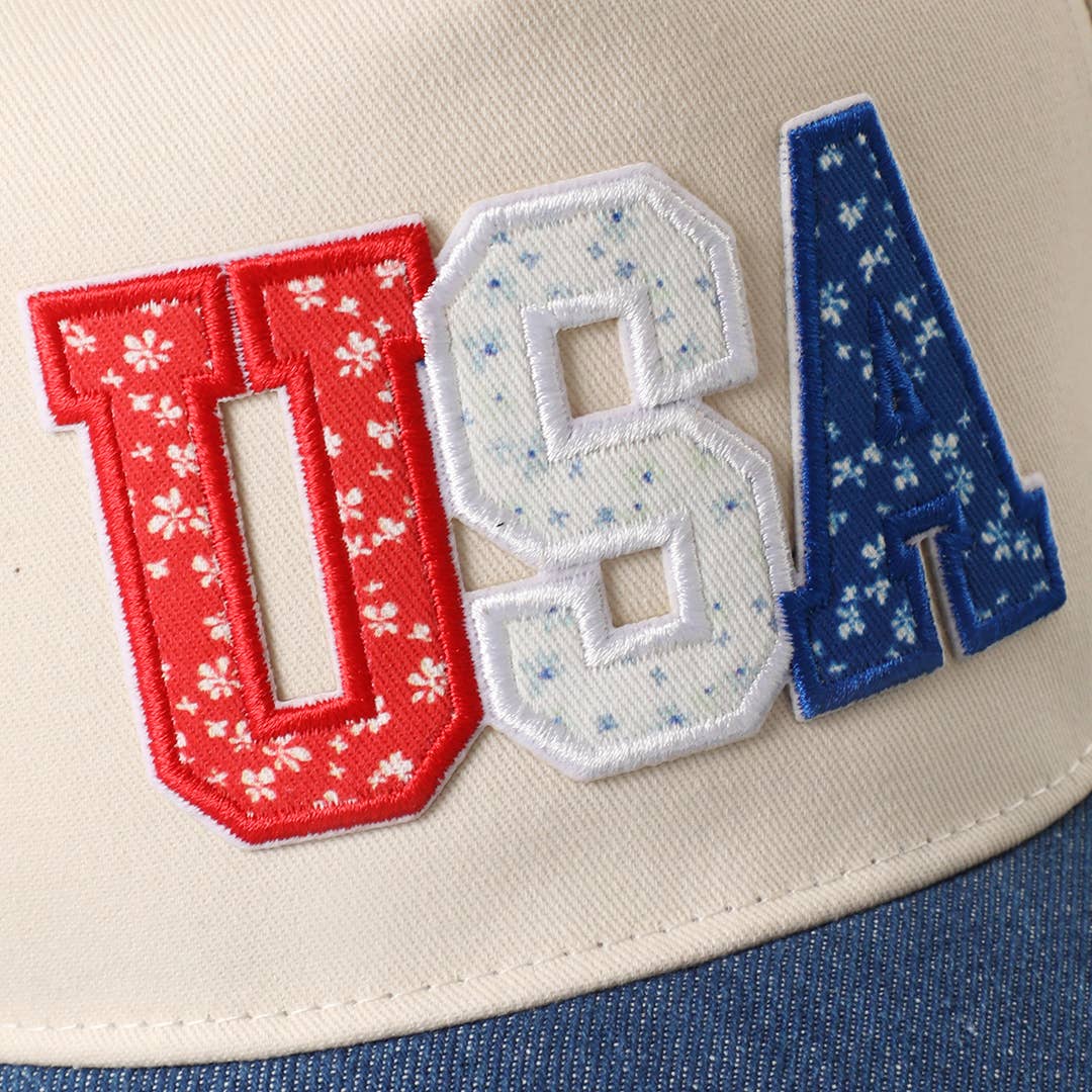USA Letter Patch Denim Baseball Cap
