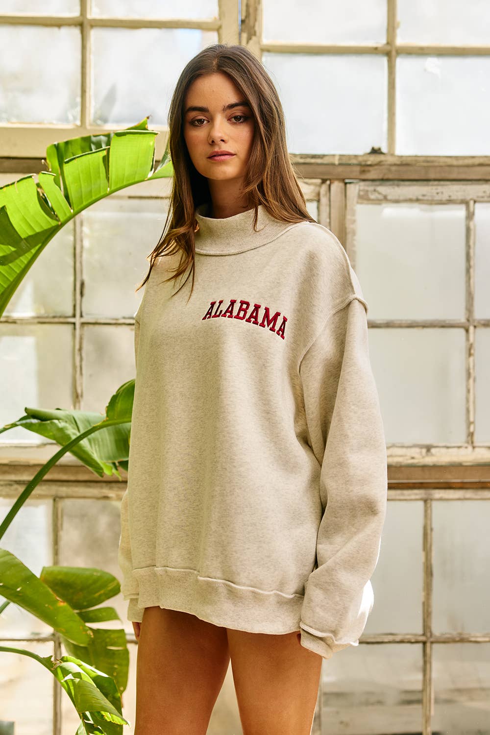'ALABAMA' Embroidered Mock Neck