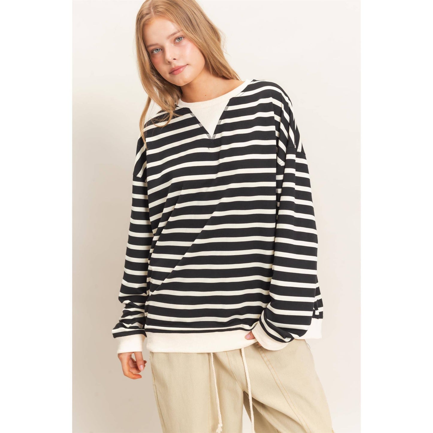Striped Long Sleeve Pullover