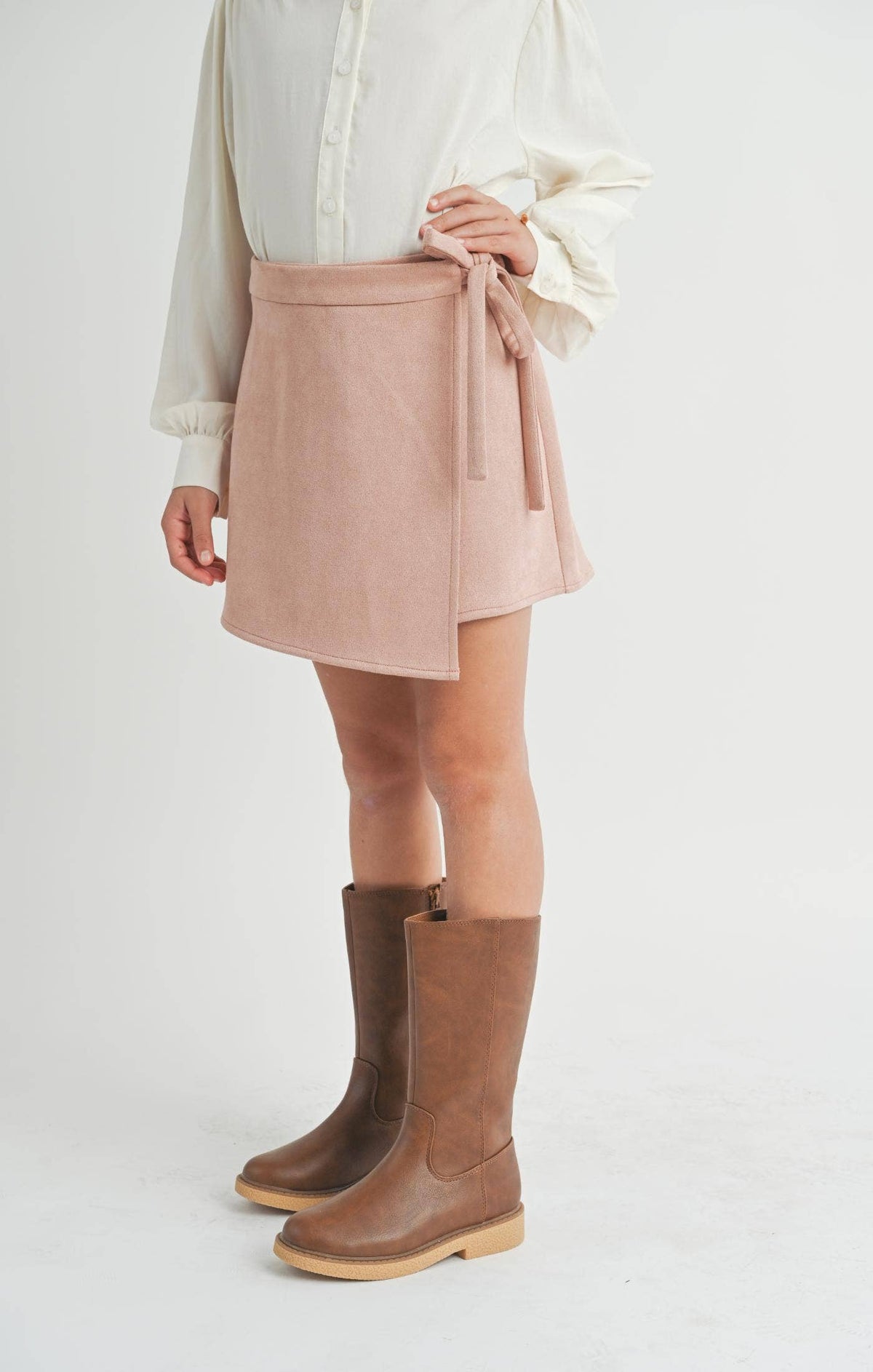 Rose Faux Suede Skort