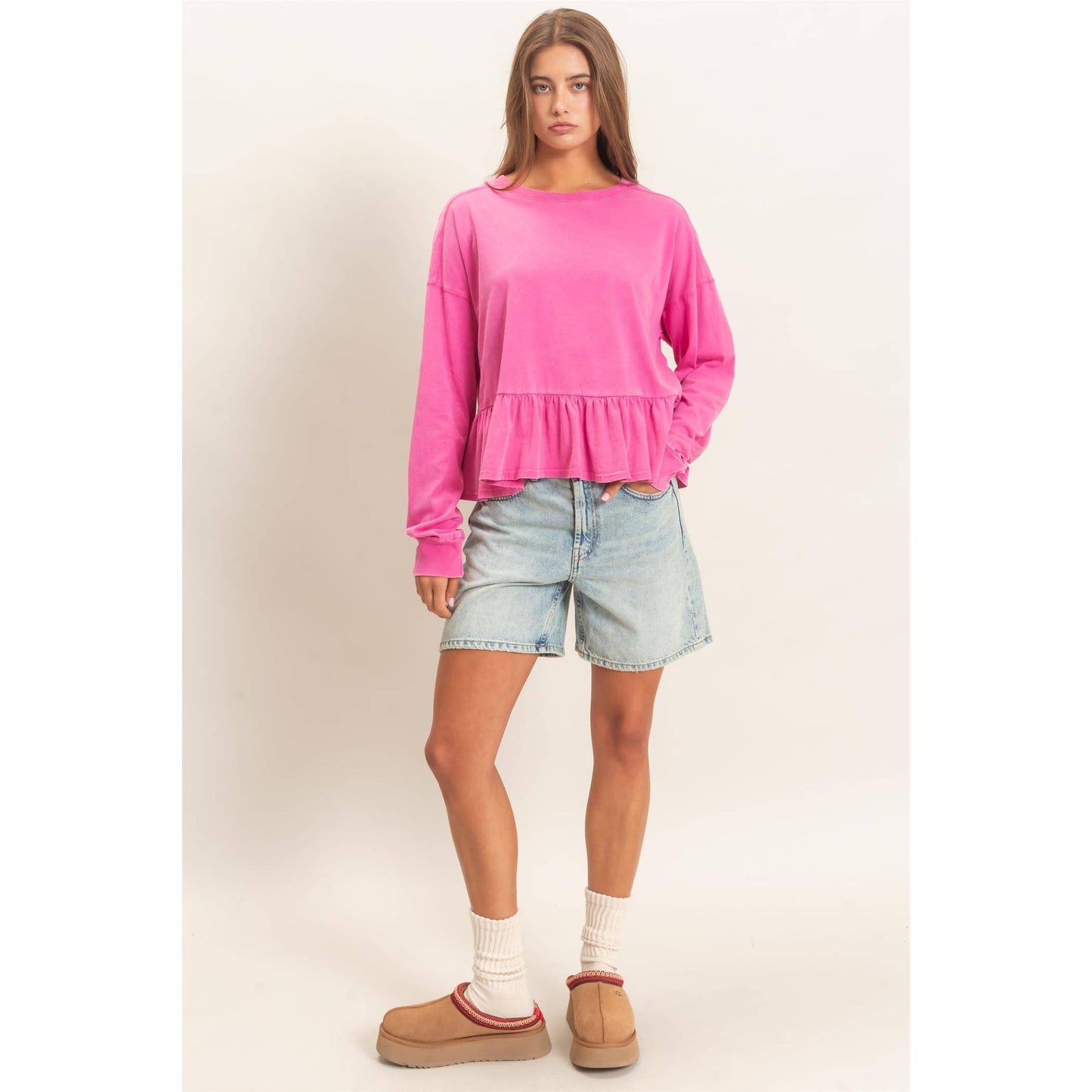 Peplum Long Sleeve Top