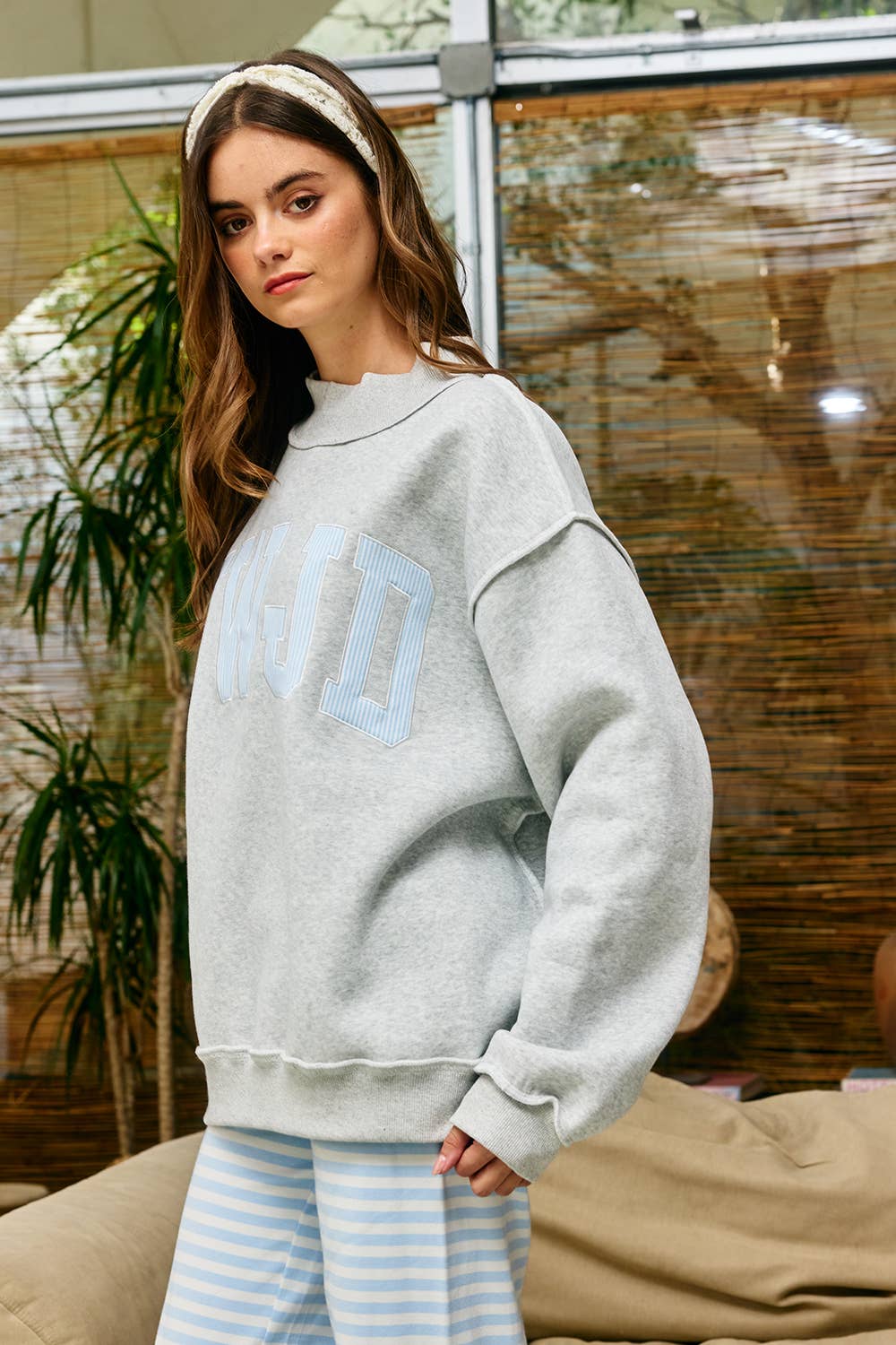 WWJD Blue Stripe Mock-neck