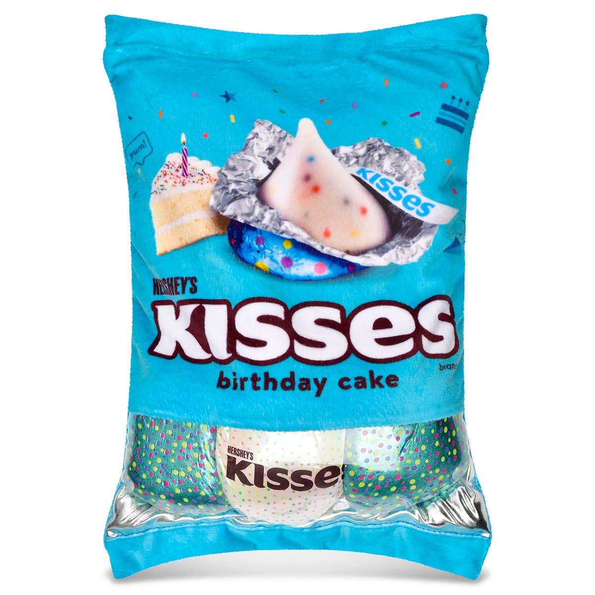 Bag of Hershey Kisses Birthday Cake Packaging Plush